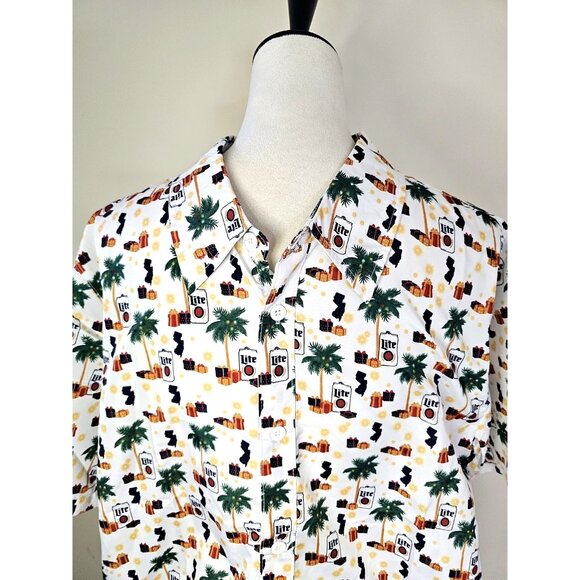 Miller Lite NJ Holiday Men's Button Down HAWAIIAN Shirt Medium - Picture 3 of 9
